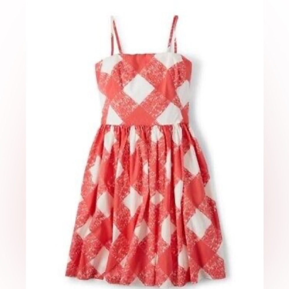 BODEN gingham fit and flare pink sundress